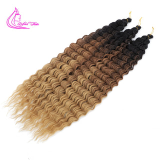 Synthetic Curly Braids  Water Wave 22 30 Inch Long Crochet Hair Ombre Brown Blonde Pink Deep Wave Braiding Hair Extensions ALODIA STORE