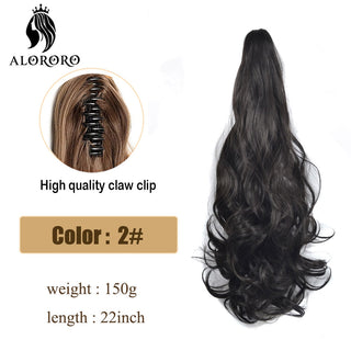 Synthetic 22inch Claw Clip Ponytail Hair Extension Wavy Ponytail Synthetic Ponytail Hair Clip For Women Pony Tail Hairpiece ALODIA STORE