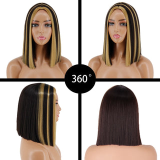 Short straight orange wig with bangs synthetic fiber wig African American white female cosplay/party/daily wig ALODIA STORE