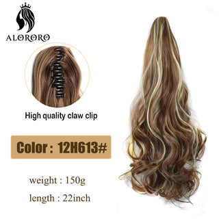 Synthetic 22inch Claw Clip Ponytail Hair Extension Wavy Ponytail Synthetic Ponytail Hair Clip For Women Pony Tail Hairpiece ALODIA STORE