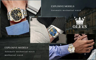 OLEVS Men Watch Automatic Mechanical Watch Stianless Top Brand Luxury Moon phase SkeletonTourbillon Wristwatch Reloj hombres ALODIA STORE