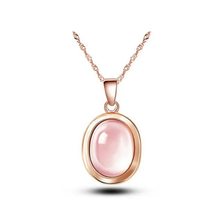 High Quality Natural Stones QUARTZ Clavicle Chain Necklace Pink Stone Earrings Wholesale necklace Jewelry Set For grandma Mum ALODIA STORE