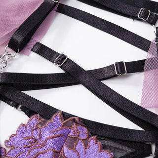 MIRABELLE Fine Lingerie for Women Sexy Porn Underwear Bra and Panty Set Lace Thongs Ruffle Fancy Embroidery With Chain Garter ALODIA STORE
