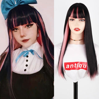 Lolita synthetic Wig Pink Wig Blonde wig Long Streight hair With Bangs Natural wigs For women hair Cosplay Wig ALODIA STORE