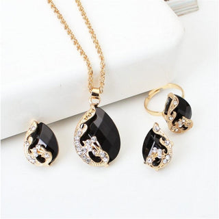 Exquisite Double Heart Necklace Earrings Bracelet Jewelry Set Charm Ladies Jewelry Fashion Bridal Accessory Set Romantic Gifts ALODIA STORE
