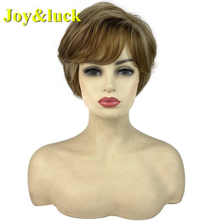 Short Ombre Blonde Wig Synthetic Bob Straight Hair With Bangs Women Natural Daily Wear Wig ALODIA STORE
