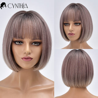 Short Bob Wig Synthetic Wigs For Women Black Ombre Red Blonde Pink Lolita Cosplay Party Natural Hair Heat Resistant Perruque Bob ALODIA STORE