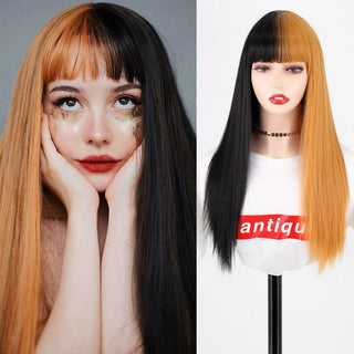 Lolita synthetic Wig Pink Wig Blonde wig Long Streight hair With Bangs Natural wigs For women hair Cosplay Wig ALODIA STORE