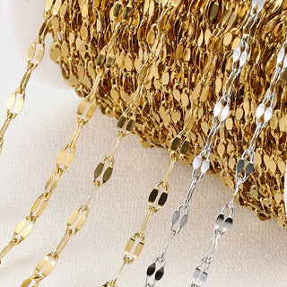 No Fade 2Meters Stainless Steel Chains for Jewelry Making DIY Necklace Bracelet Accessories Gold Chain Lips Beads Beaded Chain ALODIA STORE
