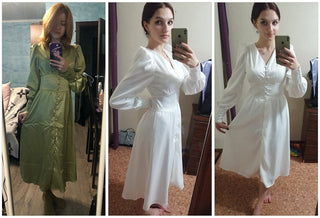 OOTN White Single Breasted Elegant Dress For Women Party Robe High Waist Satin Long Dress Chic Midi Dresses Lantern Sleeve ALODIA STORE