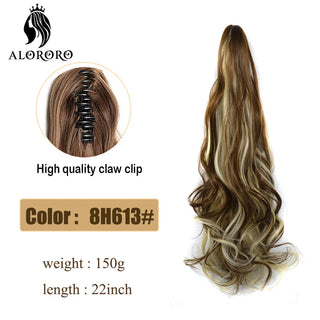 Synthetic 22inch Claw Clip Ponytail Hair Extension Wavy Ponytail Synthetic Ponytail Hair Clip For Women Pony Tail Hairpiece ALODIA STORE