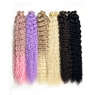 Synthetic Curl Hair Water Wave Pink 22 Inch Deep Wave Braiding Hair Extension Crochet Hair Synthetic Goddess Braiding Hair ALODIA STORE