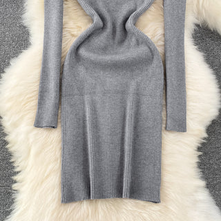 Elegant Turtleneck Long Sleeve Knit Bodycon Pencil Dress Slim Basic Fashion Sweater Vestido Sexy Women Autumn Winter Clothing ALODIA STORE