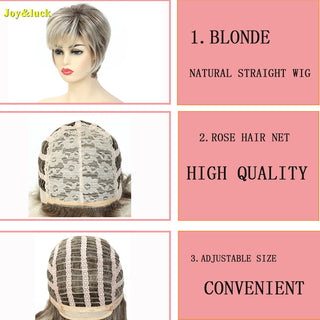Short Ombre Blonde Wig Synthetic Bob Straight Hair With Bangs Women Natural Daily Wear Wig ALODIA STORE