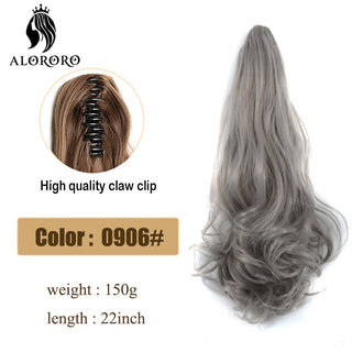 Synthetic 22inch Claw Clip Ponytail Hair Extension Wavy Ponytail Synthetic Ponytail Hair Clip For Women Pony Tail Hairpiece ALODIA STORE