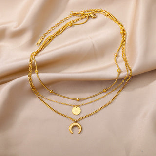 Stainless Steel Geometry Star Moon Butterfly Pendant Multilayer Chain Choker Necklace For Women Wedding Accessories Dropshipping ALODIA STORE