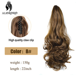 Synthetic 22inch Claw Clip Ponytail Hair Extension Wavy Ponytail Synthetic Ponytail Hair Clip For Women Pony Tail Hairpiece ALODIA STORE