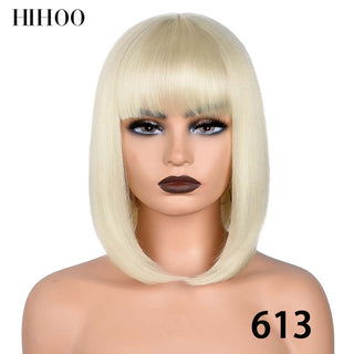 Short Straight Bob Wig for Women Synthetic Wigs Brown to Blonde Ombre Natural Fake Hair Heatresistant Wig Pink Wig With Bangs ALODIA STORE