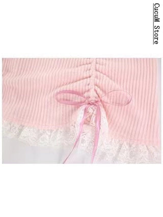 Japanese Kawaill Lolita Dress Women Bow Pink Party Mini Fashion 2 Piece Dress Set 2023 Summer ALODIA STORE