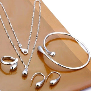 Exquisite Double Heart Necklace Earrings Bracelet Jewelry Set Charm Ladies Jewelry Fashion Bridal Accessory Set Romantic Gifts ALODIA STORE