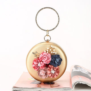 Pink Round Flower Clutch Bag ALODIA STORE