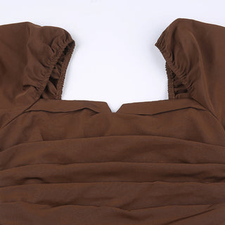 IAMSURE Korean Style Slim Solid Square Collar Puff Sleeve ALODIA STORE