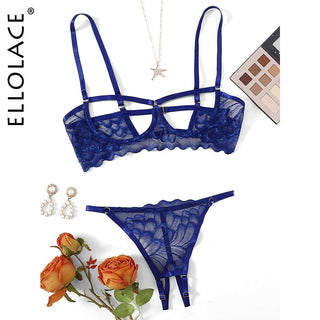 Ellolace Lingerie Set Sexy Hollow Out Lingerie Underwear Set Women's Push Up Bra Erotic Lingerie Sex Underwear For Women ALODIA STORE