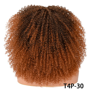 Short Hair Blonde Wigs Afro Kinky Curly Wig With Bangs For Black Women Cosplay Lolita Synthetic Natural Glueless Brown Mixed ALODIA STORE