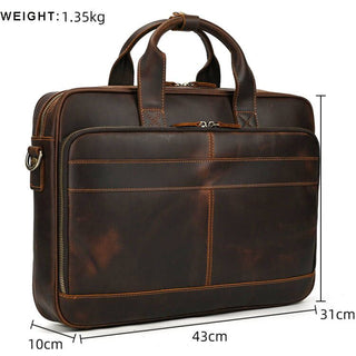 MAHEU Retro Laptop Briefcase Bag Genuine Leather Handbags Casual 15.6 Pad Bag Daily Working Tote Bags Men Male bag for documents ALODIA STORE