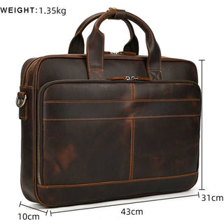 MAHEU Retro Laptop Briefcase Bag Genuine Leather Handbags Casual 15.6 Pad Bag Daily Working Tote Bags Men Male bag for documents ALODIA STORE