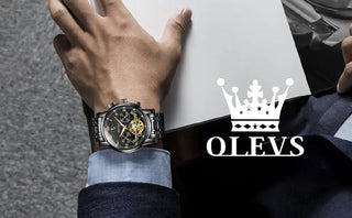 OLEVS Men Watch Automatic Mechanical Watch Stianless Top Brand Luxury Moon phase SkeletonTourbillon Wristwatch Reloj hombres ALODIA STORE