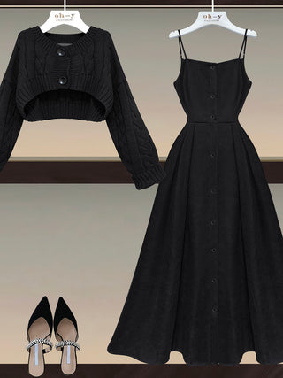 Fall Winter Two Piece Sets Sweater And Straped High Waist ALODIA STORE