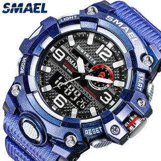 SMAEL Men Sport Watches Dual Time Digital Watch Quartz 50m Waterproof Watch Led Military Watch Sport 8035 Men Watches Wristwatch ALODIA STORE