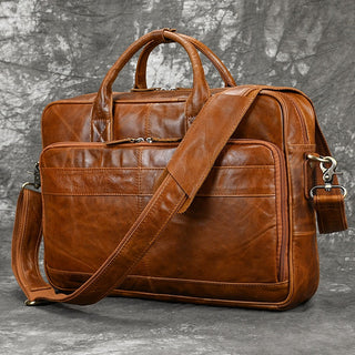 MAHEU Retro Laptop Briefcase Bag Genuine Leather Handbags Casual 15.6 Pad Bag Daily Working Tote Bags Men Male bag for documents ALODIA STORE