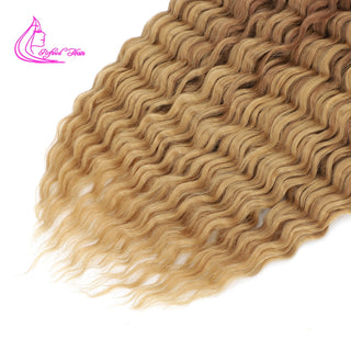 Synthetic Curly Braids  Water Wave 22 30 Inch Long Crochet Hair Ombre Brown Blonde Pink Deep Wave Braiding Hair Extensions ALODIA STORE