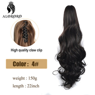 Synthetic 22inch Claw Clip Ponytail Hair Extension Wavy Ponytail Synthetic Ponytail Hair Clip For Women Pony Tail Hairpiece ALODIA STORE