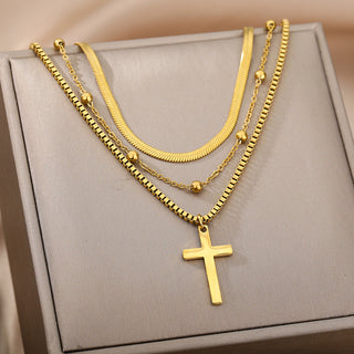 Stainless Steel Geometry Star Moon Butterfly Pendant Multilayer Chain Choker Necklace For Women Wedding Accessories Dropshipping ALODIA STORE