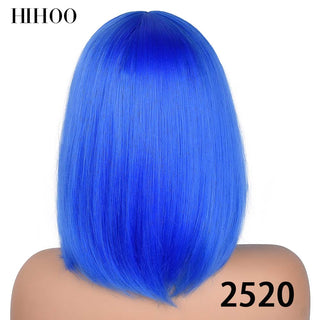 Short Straight Bob Wig for Women Synthetic Wigs Brown to Blonde Ombre Natural Fake Hair Heatresistant Wig Pink Wig With Bangs ALODIA STORE