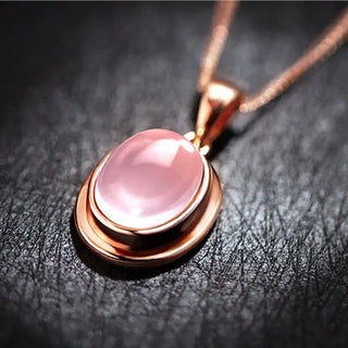 High Quality Natural Stones QUARTZ Clavicle Chain Necklace Pink Stone Earrings Wholesale necklace Jewelry Set For grandma Mum ALODIA STORE
