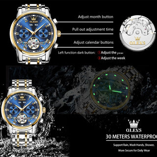 OLEVS Original Watch For Men Automatic Mechanical Watch Top Brand Luxury Tourbillon Wristwatch Classic Male Black Watches  6607 ALODIA STORE