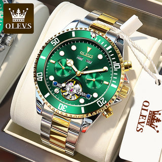 OLEVS Original Automatic Men's Watch Skeleton Waterproof Stainless Steel Date Luxury Business Wristwatch Mechanical Men's Watch ALODIA STORE