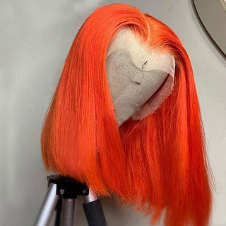 Ginger Short Bob Lace Front Wigs 100% Human Hair Wigs Bob Lace Wigs For Women Blonde Orange Straight Brazilian Hair Closure Wig ALODIA STORE