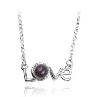 Projection Necklace 100 Languages I Love You Pendant Jewelry For Lover Girlfriend 2023 Trendy Couple Romantic Cute Accessories ALODIA STORE
