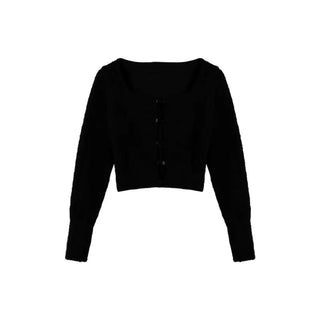 Korean Fashion Solid Slim Knitted Cardigan for Women 2023 New In Autumn Casual Sexy Sweater Cropped Top Y2k 2000s Clothes ALODIA STORE