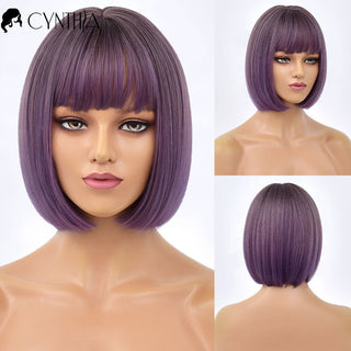Short Bob Wig Synthetic Wigs For Women Black Ombre Red Blonde Pink Lolita Cosplay Party Natural Hair Heat Resistant Perruque Bob ALODIA STORE