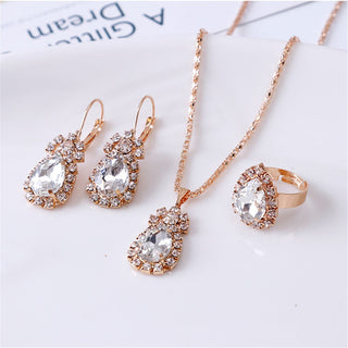 Exquisite Double Heart Necklace Earrings Bracelet Jewelry Set Charm Ladies Jewelry Fashion Bridal Accessory Set Romantic Gifts ALODIA STORE
