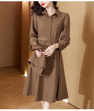 Korean Fashion Casual Two Piece Set Women Elegant Loose Vest CropTops + Long Sleeve Slim Shirt Dress Woman Femme 2 Piece Outfits ALODIA STORE