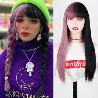 Lolita synthetic Wig Pink Wig Blonde wig Long Streight hair With Bangs Natural wigs For women hair Cosplay Wig ALODIA STORE