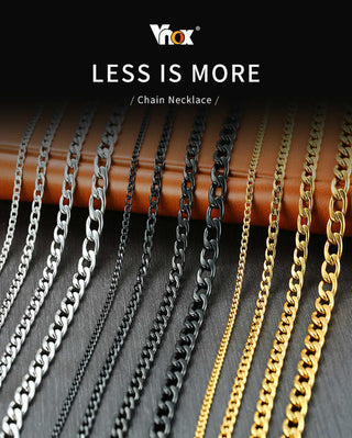 Vnox Men's Cuban Link Chain Necklace Stainless Steel Black Gold Color Male Choker colar Jewelry Gifts for Him ALODIA STORE