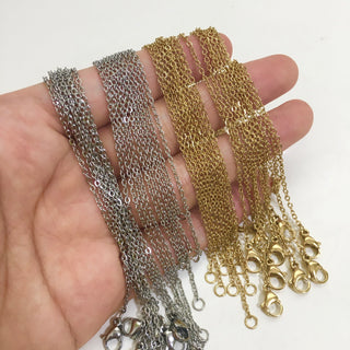 LUXUKISSKIDS Stainless Steel Necklace Chains Woman 10pcs/lot Bulk Wholesale DIY Rolo 2mm Chain No Fade Choker For Jewelry Making ALODIA STORE